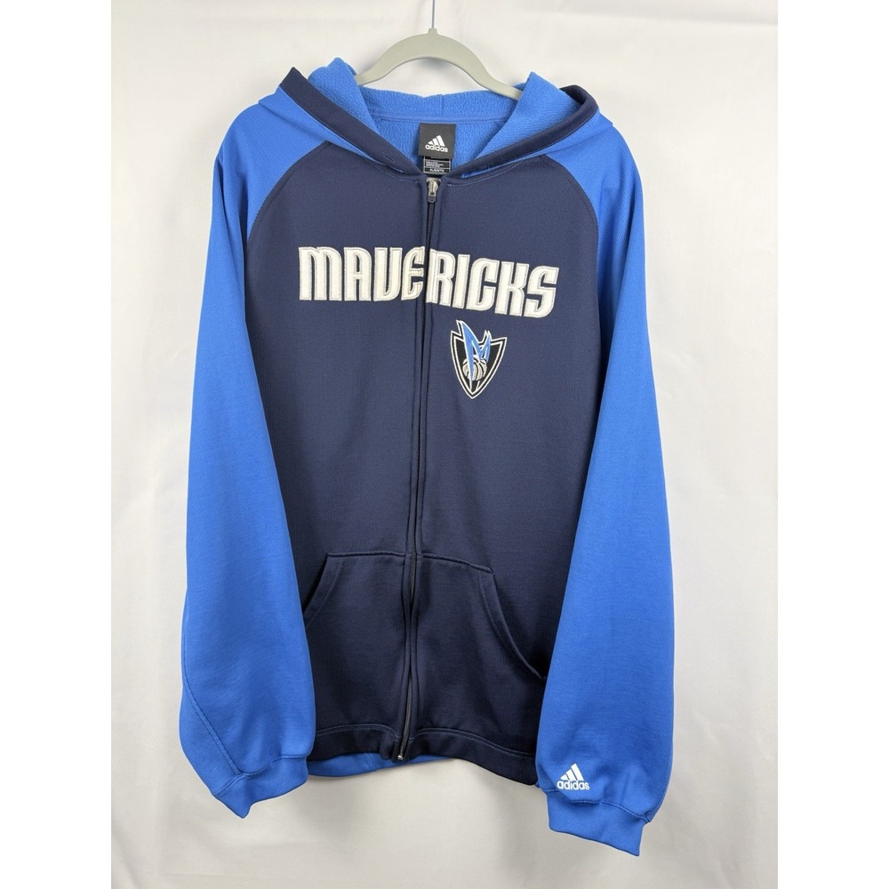 Adidas Dallas Mavericks Men's XL Full Zip Hoodie Blue NBA Basketball